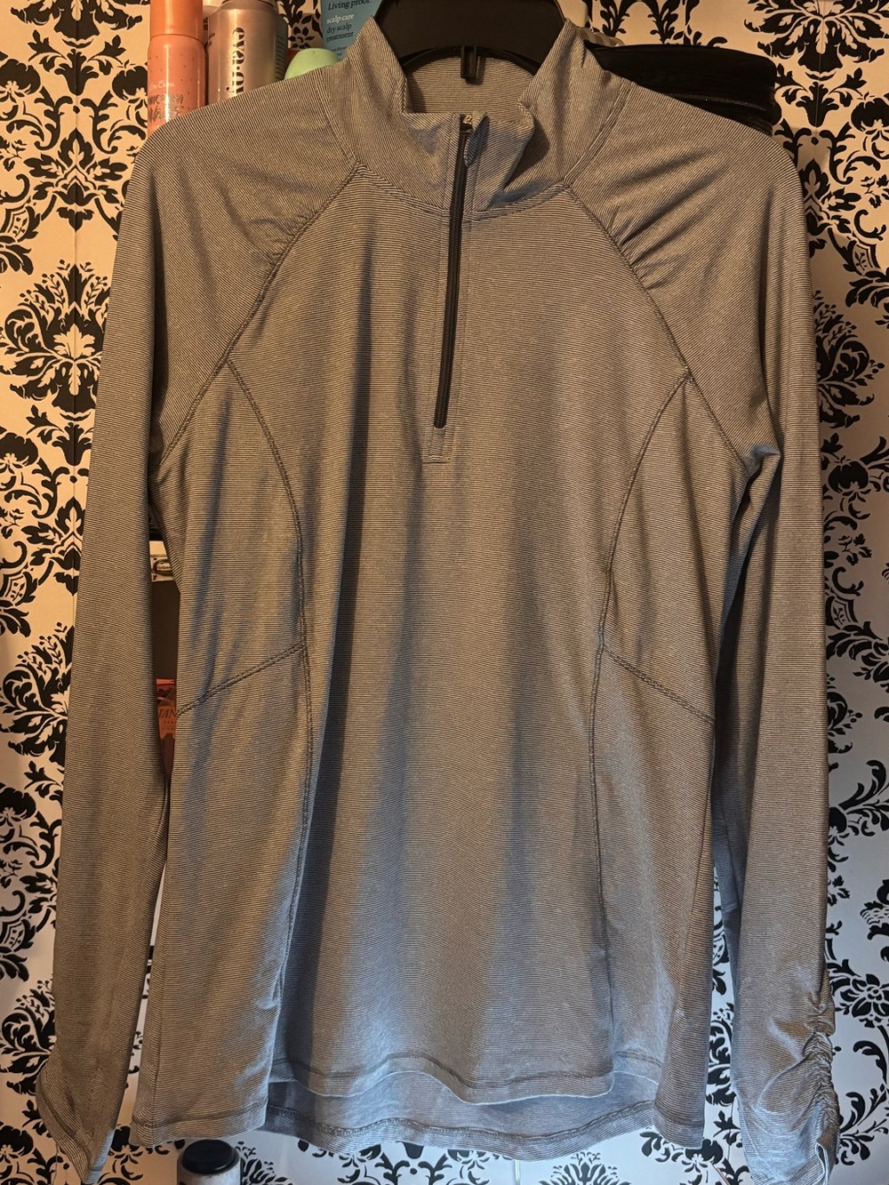 RBX Gray Thin Striped Long-Sleeve Quarter-Zip Performance Pullover *NWT!*